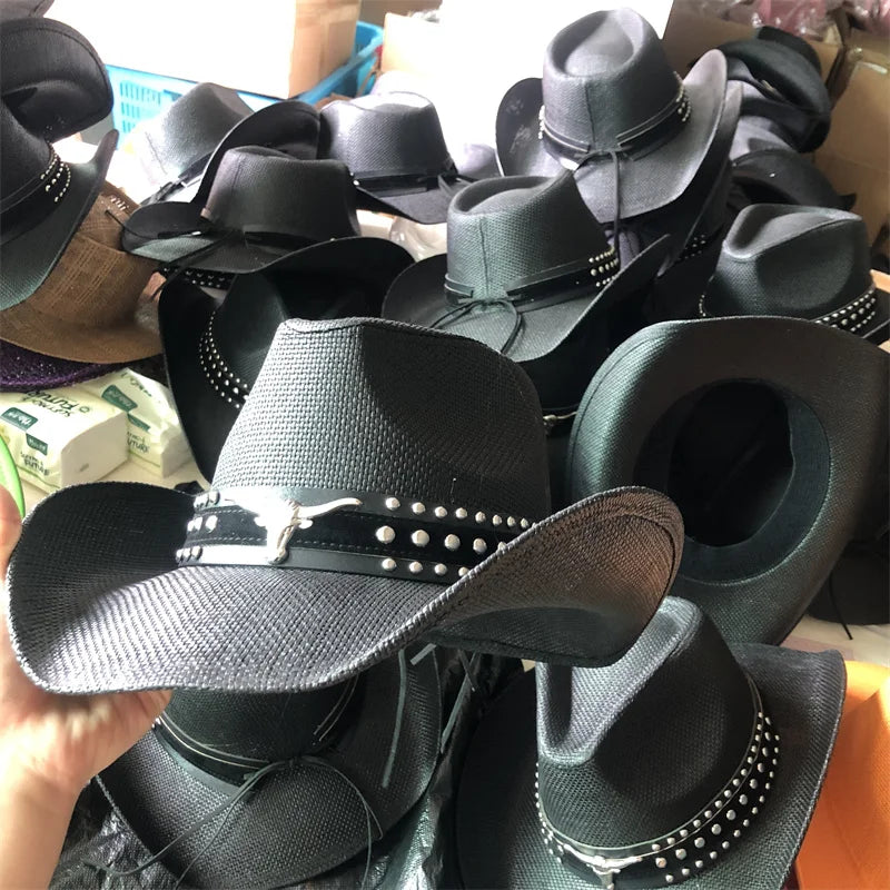 Unisex Straw Sun Hat – Thickened Cowboy Style Beach Hat