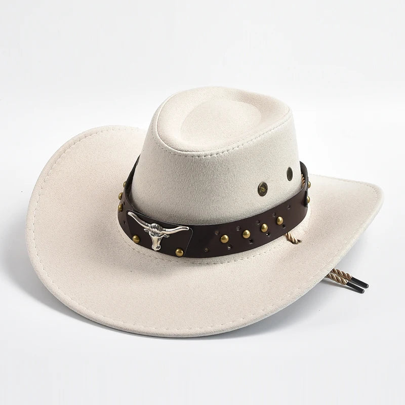 Unisex Suede Western Cowboy Hat – Vintage Wide Brim