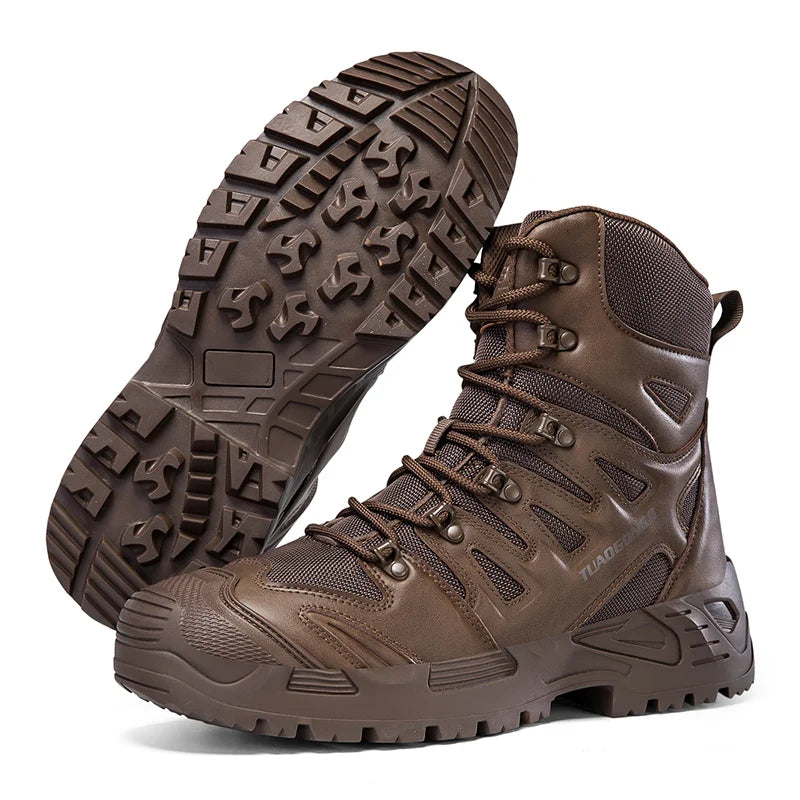 Men's High-Top Tactical Boots, Breathable Combat Training Boots, Large Size Anti-Slip Wear-Resistant Outdoor Hiking Boots