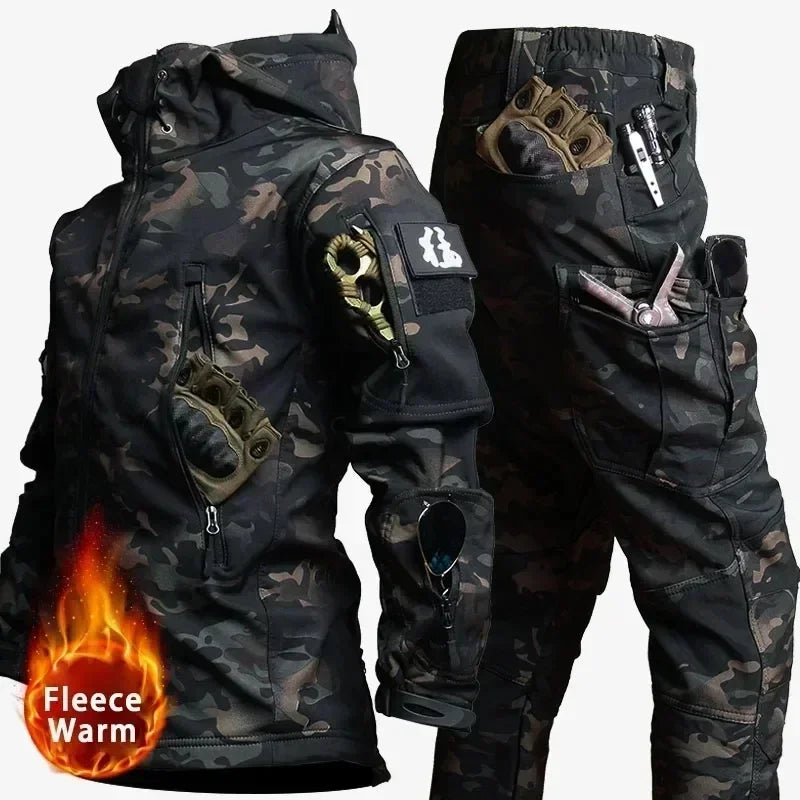 Men's Winter Tactical Jacket Set – Waterproof Hooded Combat Suit