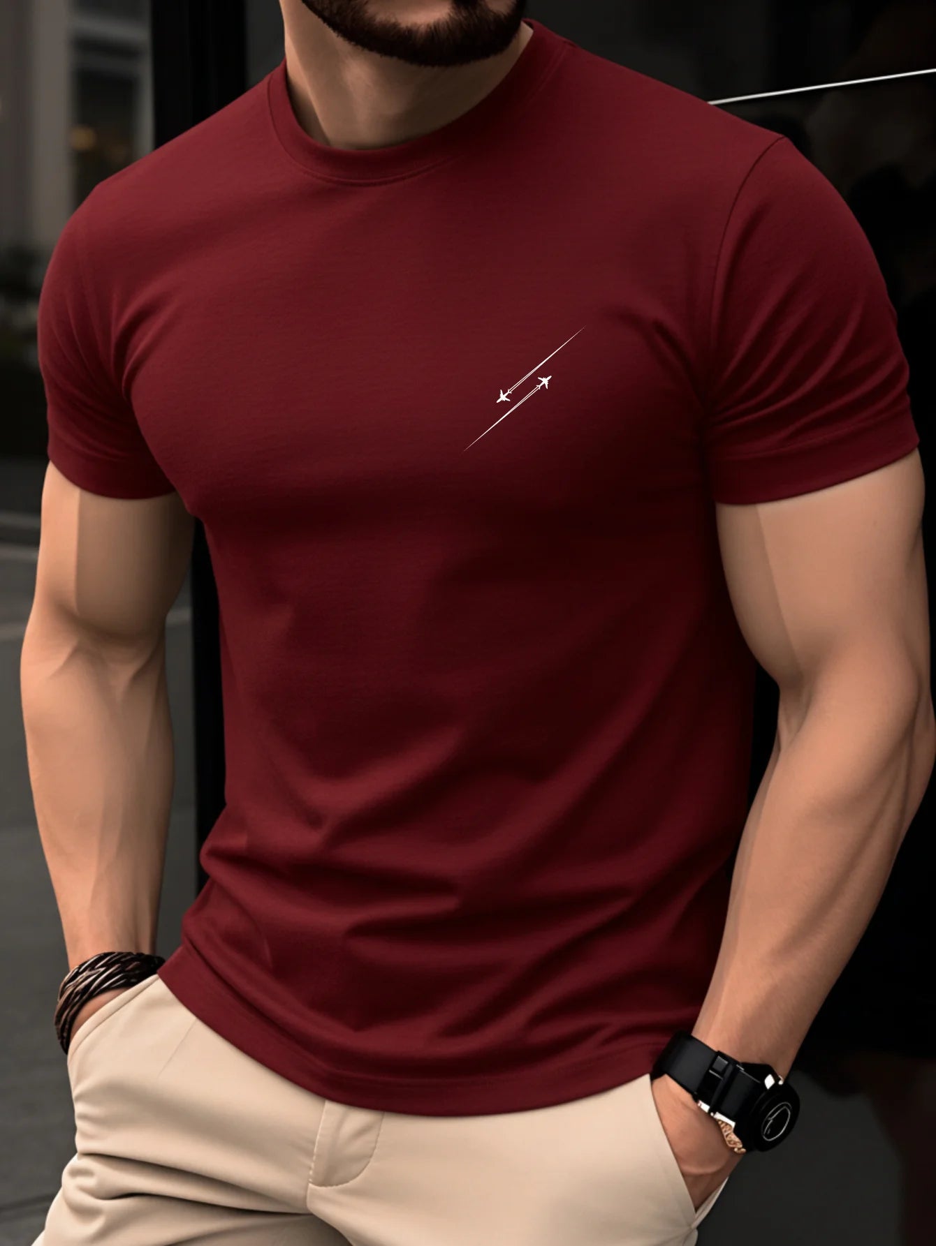 Men's Compass Print T-Shirt – Retro Cotton Graphic Tee