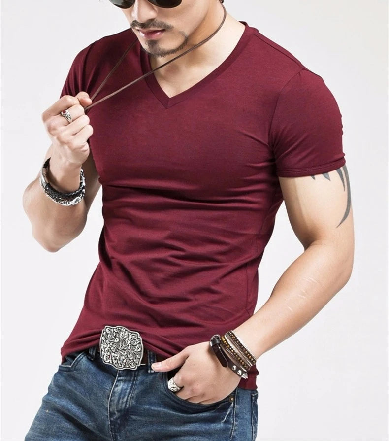 Men's V-Neck Fitness T-Shirt – Lightweight Training Tee