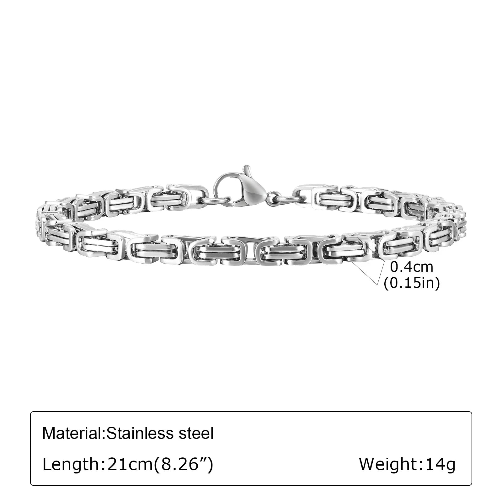 Men's Stainless Steel Chain Bracelet – Hip Hop Link Wristband