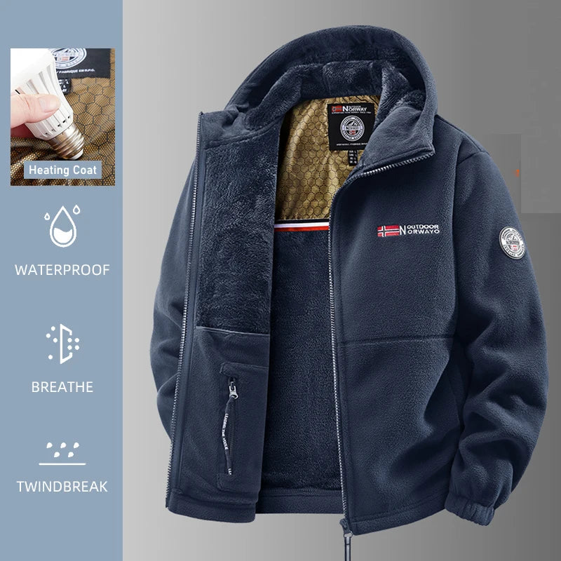 Men's Thermal Fleece Jacket – Windproof Softshell Outdoor Coat
