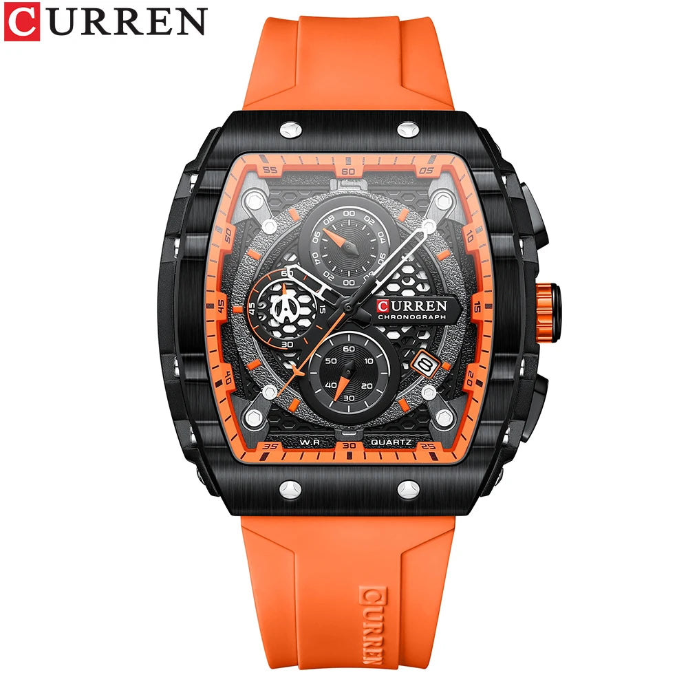 Men's Square Dial Quartz Watch – Sports Wristwatch