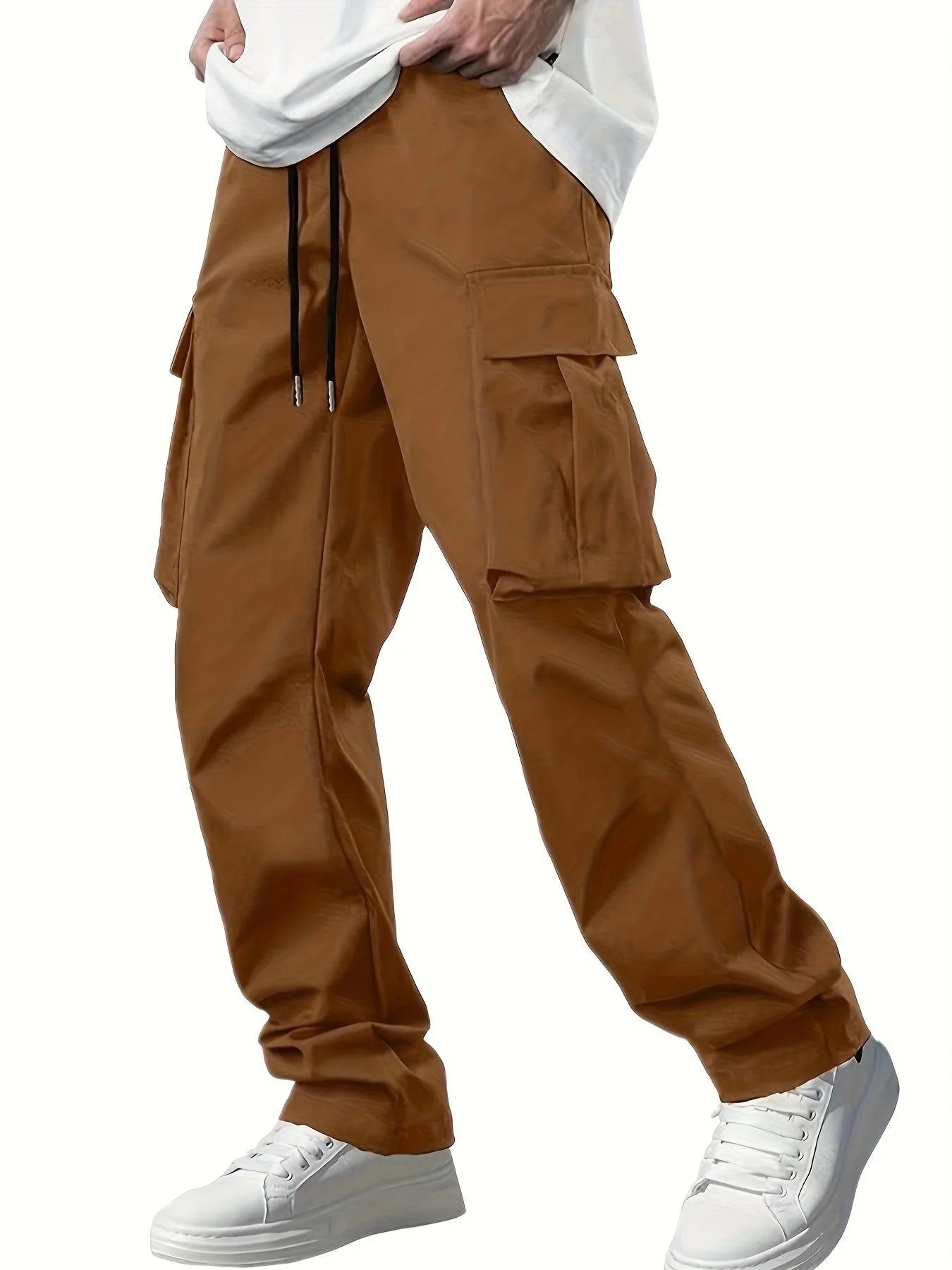 Men's Multi-Pocket Cargo Trousers – Drawstring Casual Pants