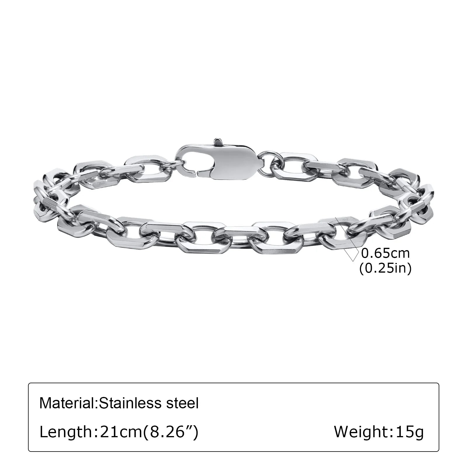 Men's Stainless Steel Chain Bracelet – Hip Hop Link Wristband