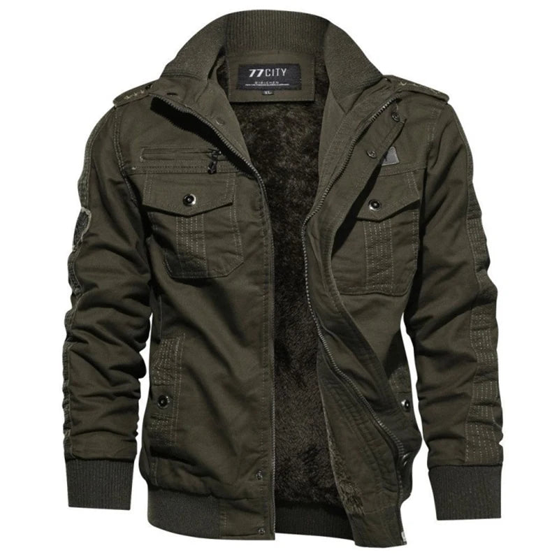 Men's Tactical Fleece Jacket – Windproof Multi-Pocket Coat
