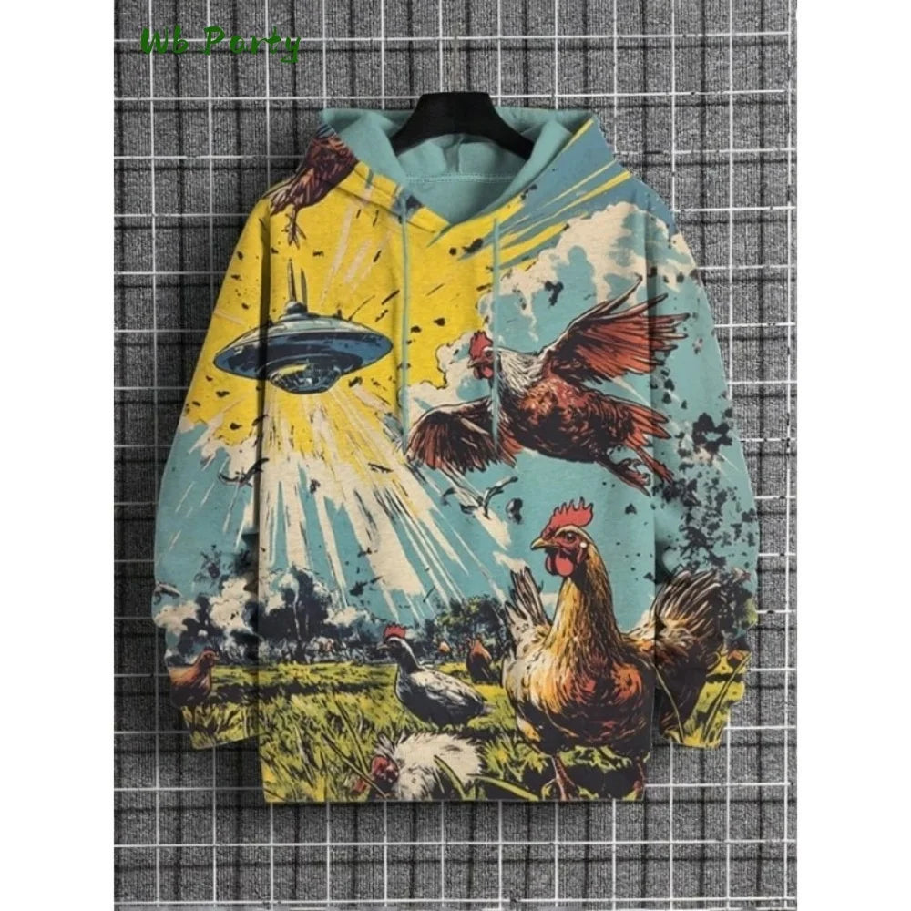 Unisex Oversized Graphic Hoodie – 3D Print Vintage Sweatshirt