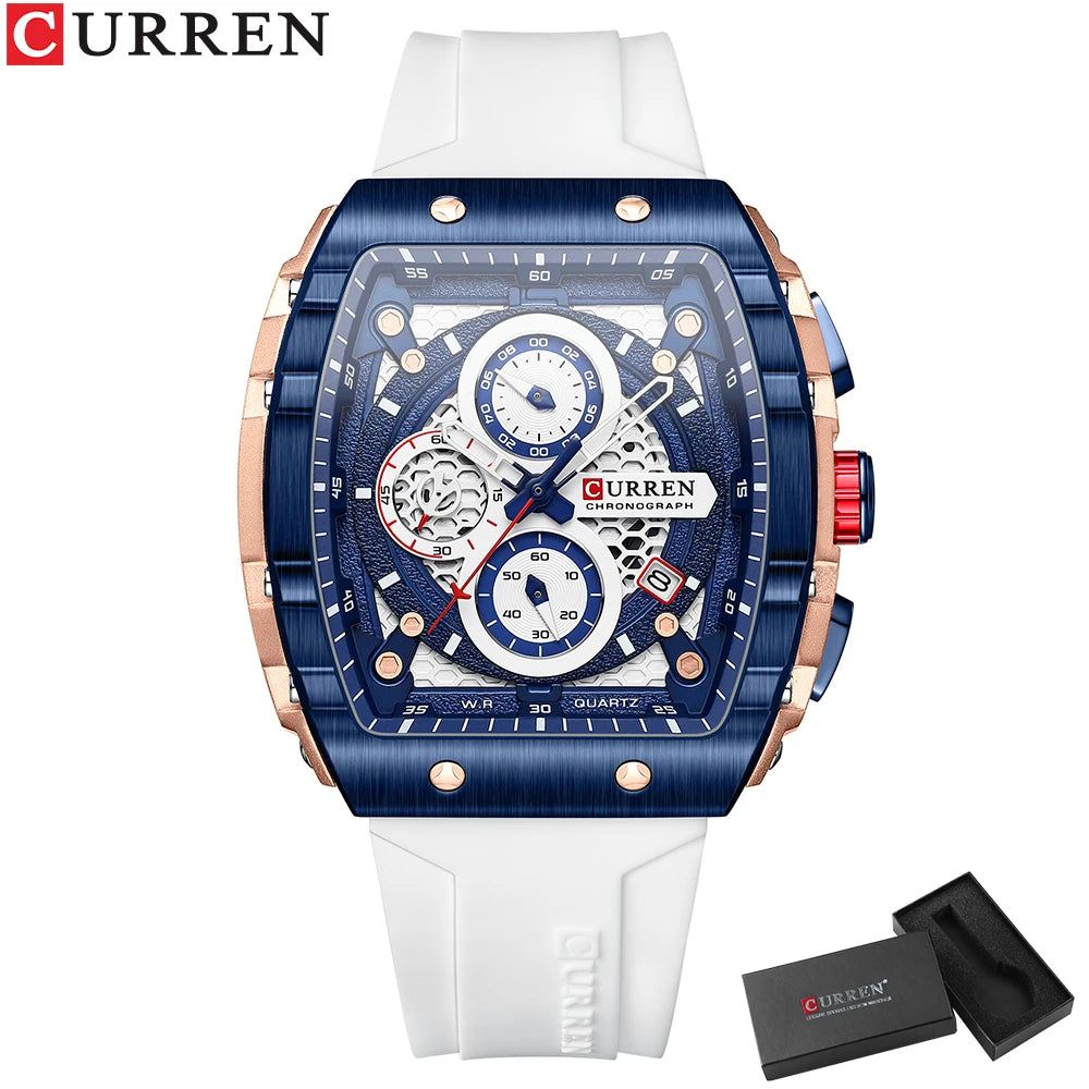Men's Square Dial Quartz Watch – Sports Wristwatch