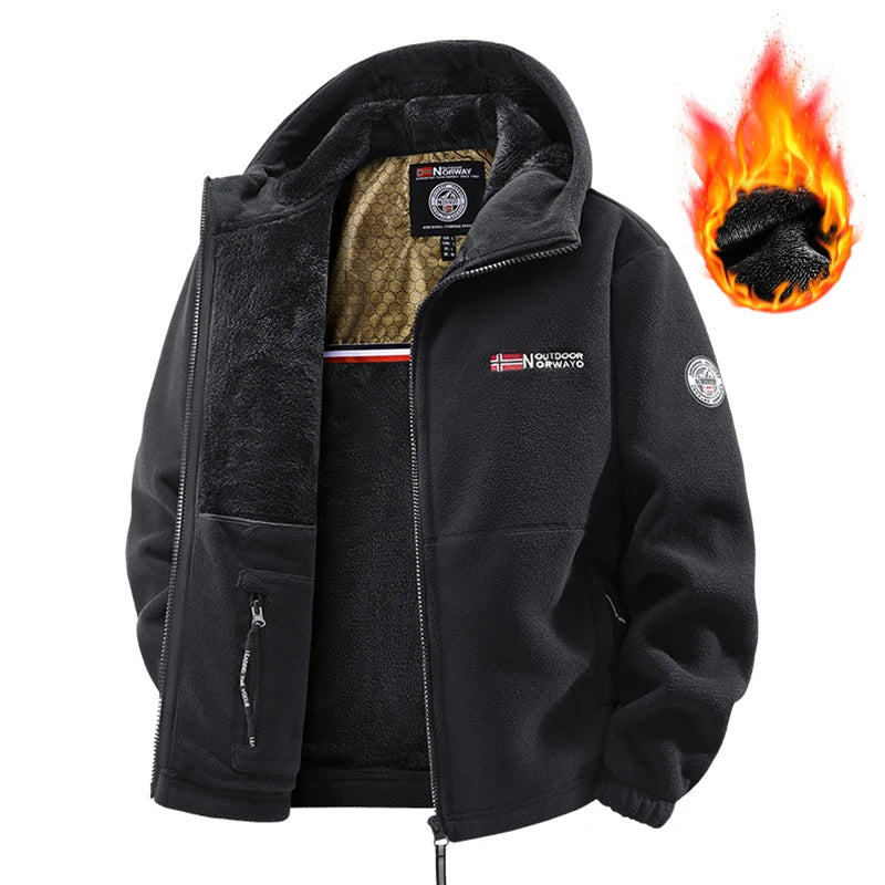 Men's Thermal Fleece Jacket – Windproof Softshell Outdoor Coat