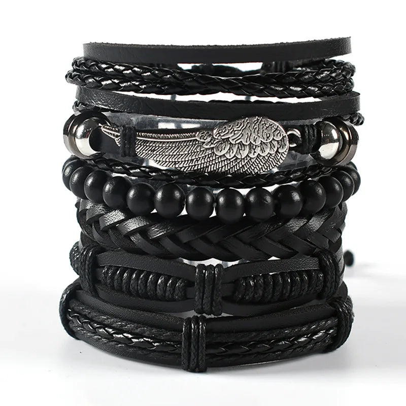 Men's Viking Skull Bracelet – Woven Leather Wristband