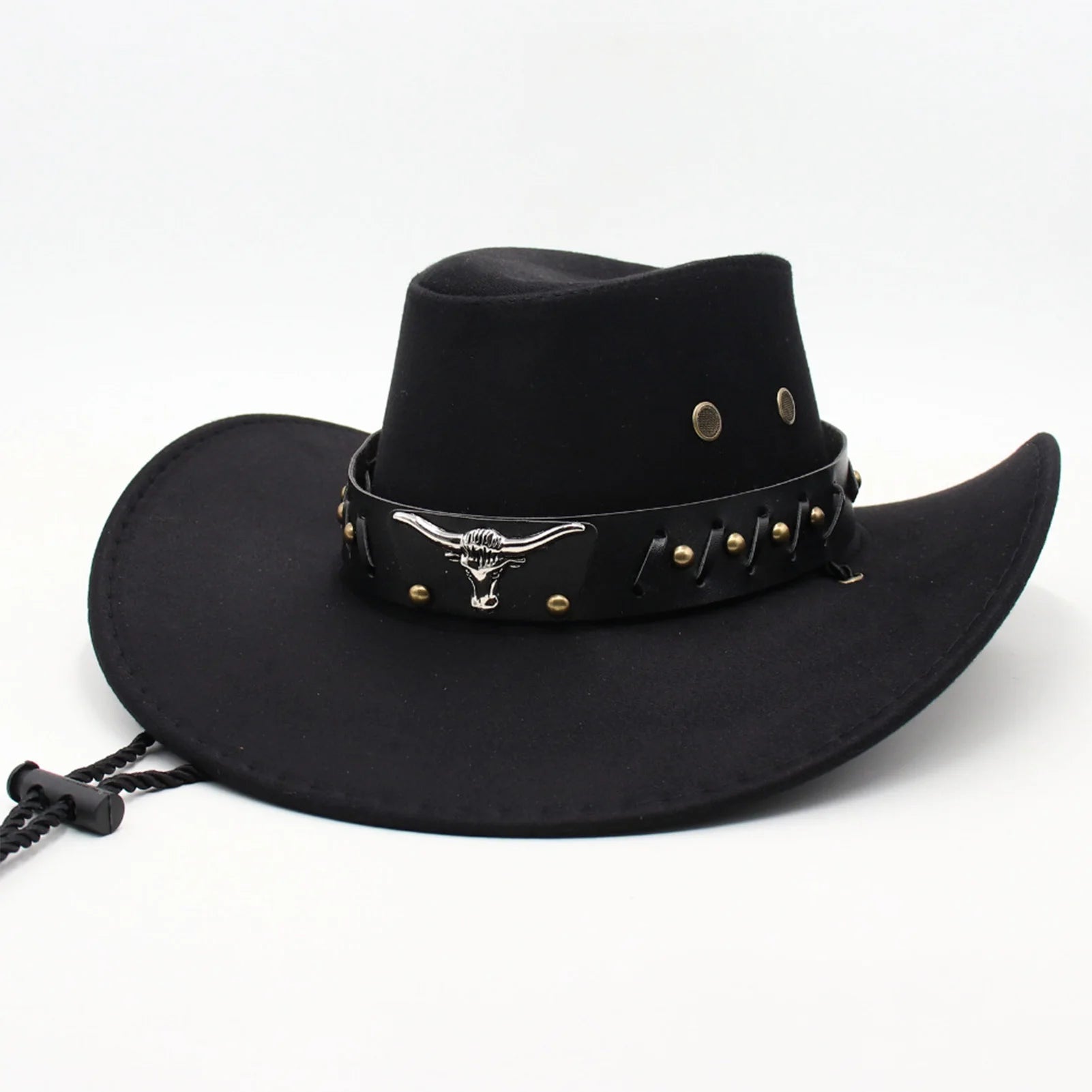 Unisex Faux Leather Cowboy Hat – Wide Brim Western Style