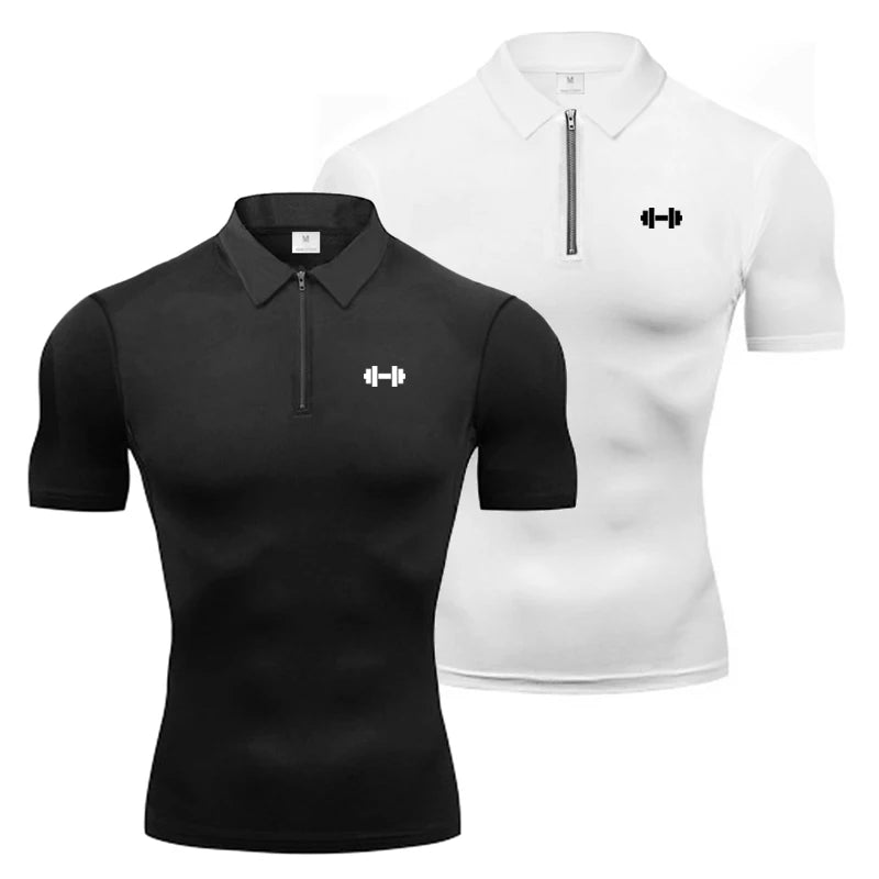 Men's Compression Polo Shirt – Muscle Fit Gym Training Top