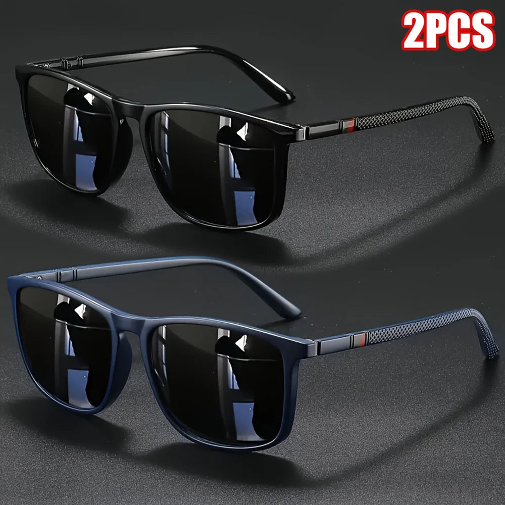Men's Polarized Square Sunglasses – UV400 Sports Eyewear (2-Pack)