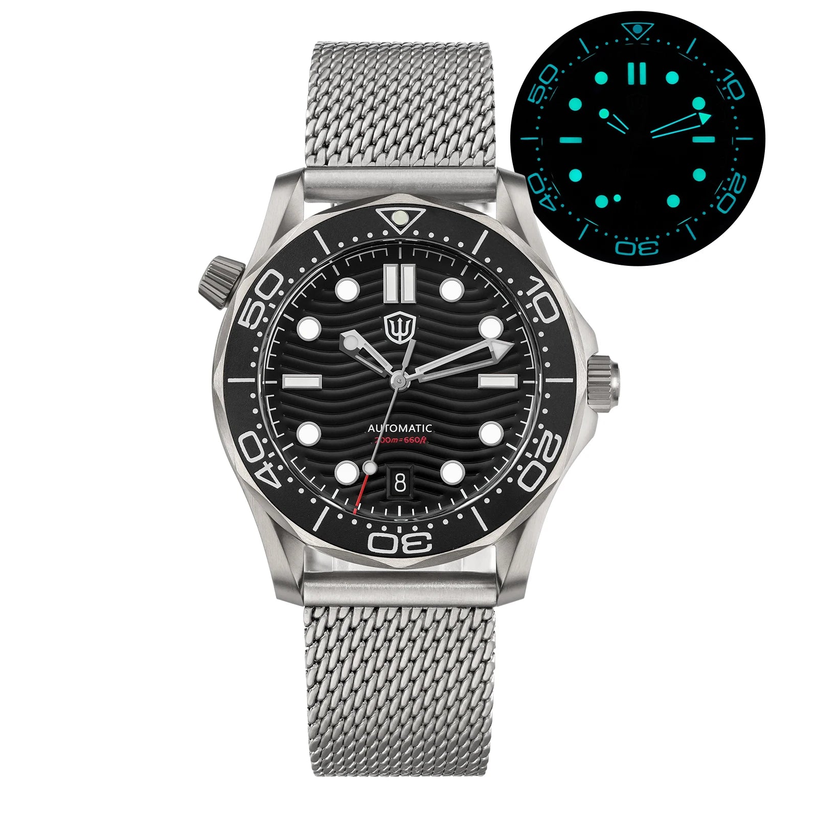 Men's Titanium Automatic Watch – Domed Sapphire Crystal Dive Watch