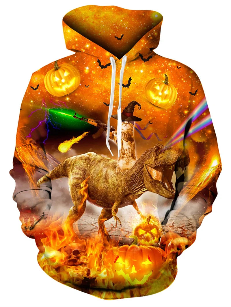 Unisex Novelty Print Hoodie – 3D Pattern Pullover Sweatshirt