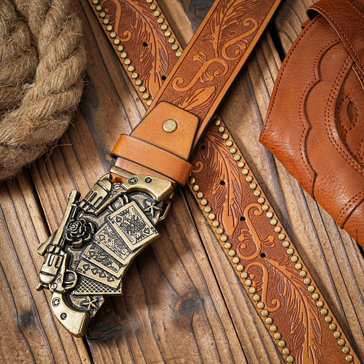 Unisex Retro Western Belt – PU Leather with Metal Buckle