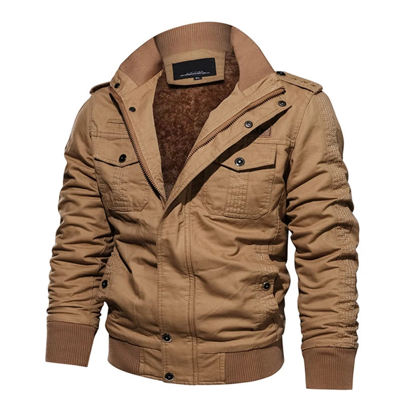 Men's Tactical Fleece Jacket – Windproof Multi-Pocket Coat