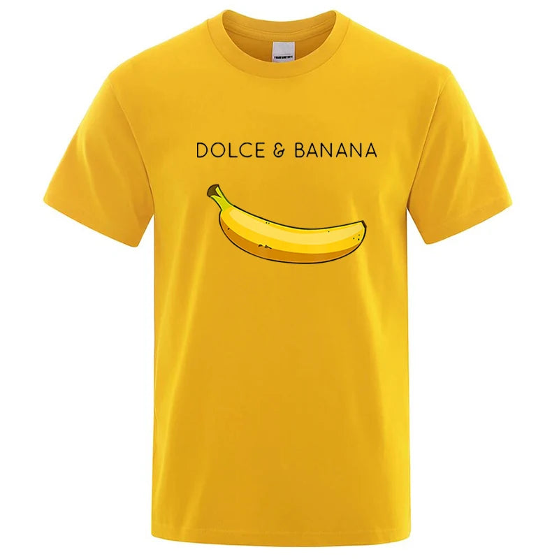 Men's Novelty Banana Print T-Shirt – Casual Cotton Blend Tee