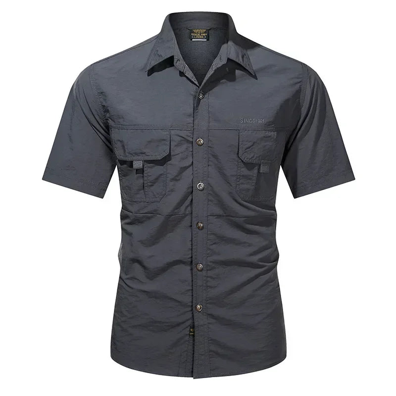 Men's Quick-Dry Tactical Shirt – Hiking & Hunting Short Sleeve Top