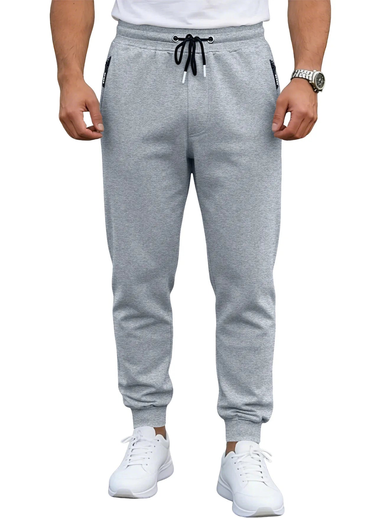 Men's Elasticated Sports Trousers – Drawstring Cuff Joggers