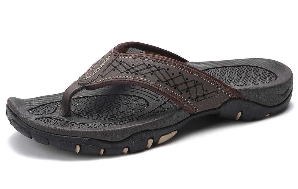 Men's PU Leather Flip Flops – Casual Beach Sandals