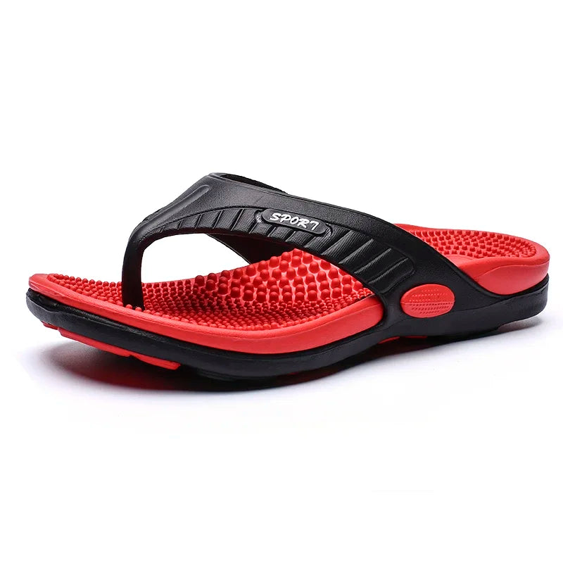 Men's Elastic Massage Flip Flops – Breathable Beach Sandals