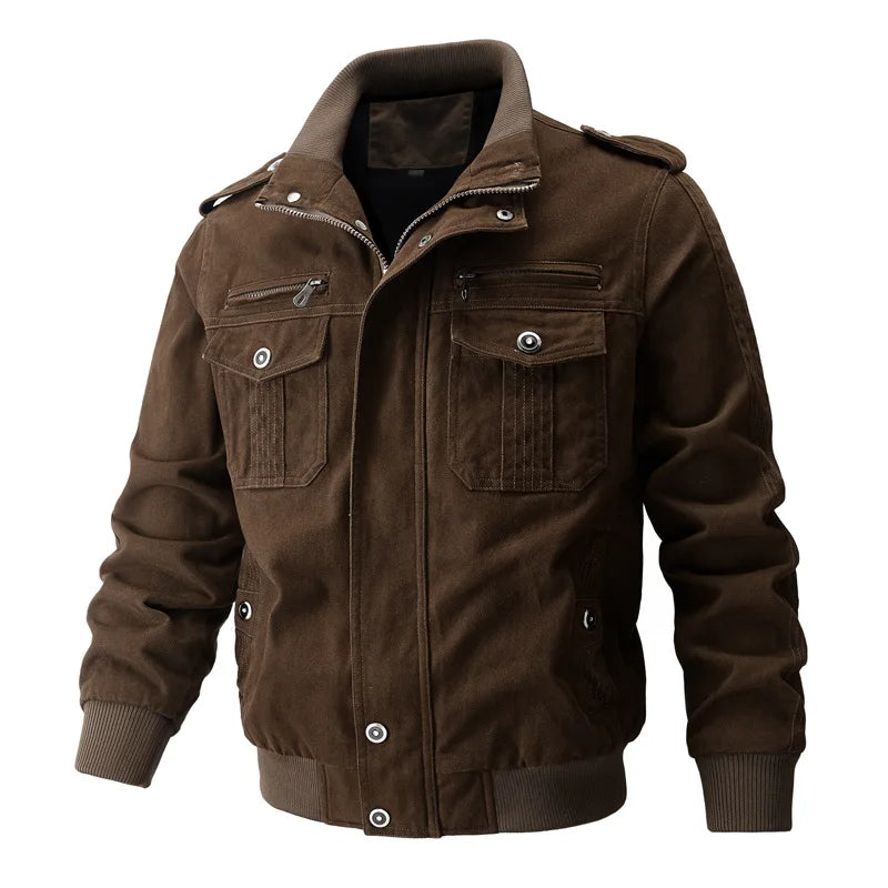 Men's Pilot Jacket – Military-Style Multi-Pocket Coat