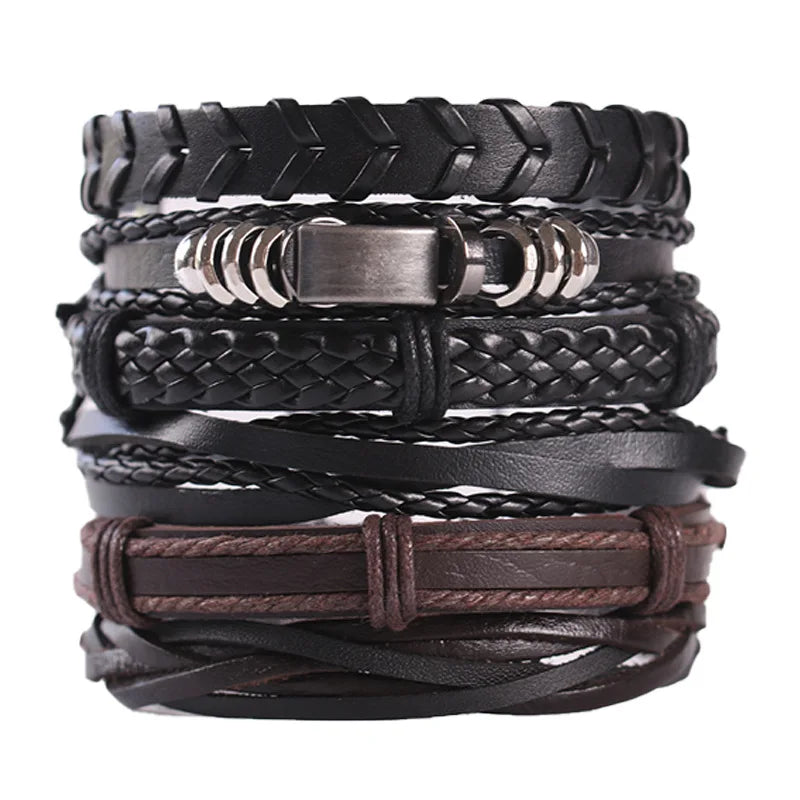 Men's Viking Skull Bracelet – Woven Leather Wristband