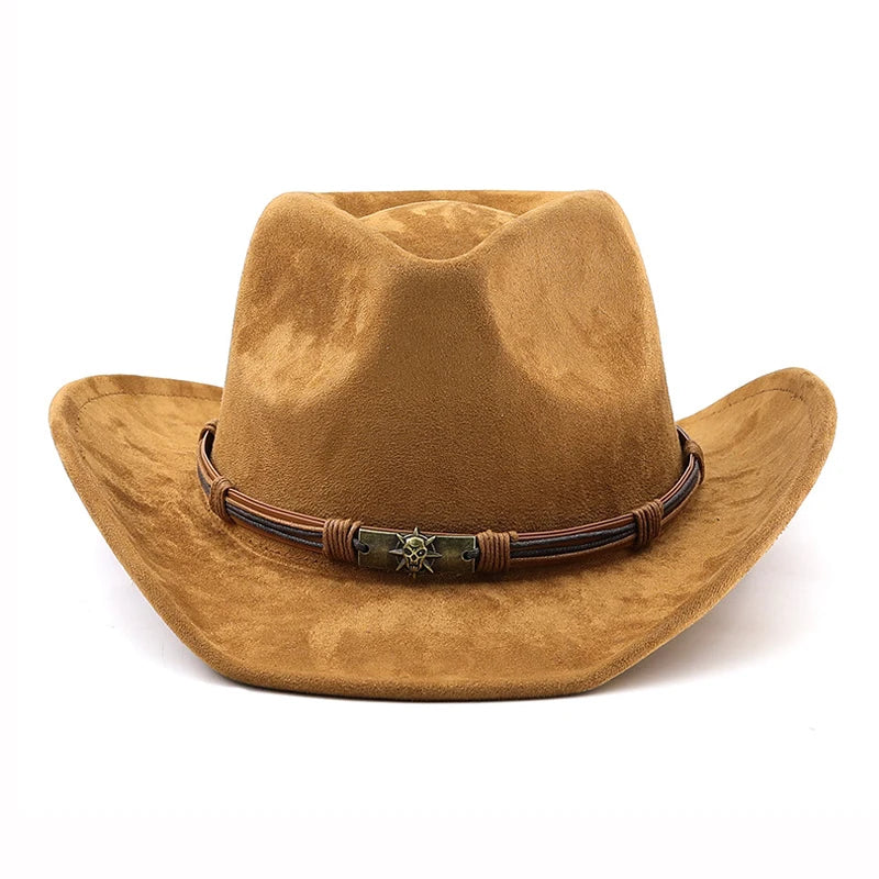 Unisex Suede Western Hat – Vintage Rolled Brim Felt Hat