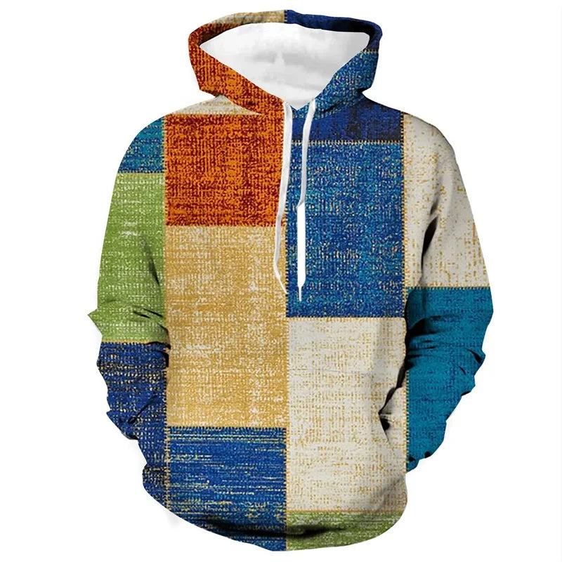 Unisex Plaid Print Hoodie – Colourful Streetwear Pullover