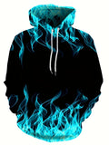 Men's Flame Print Hoodie – Oversized Pullover Sweatshirt