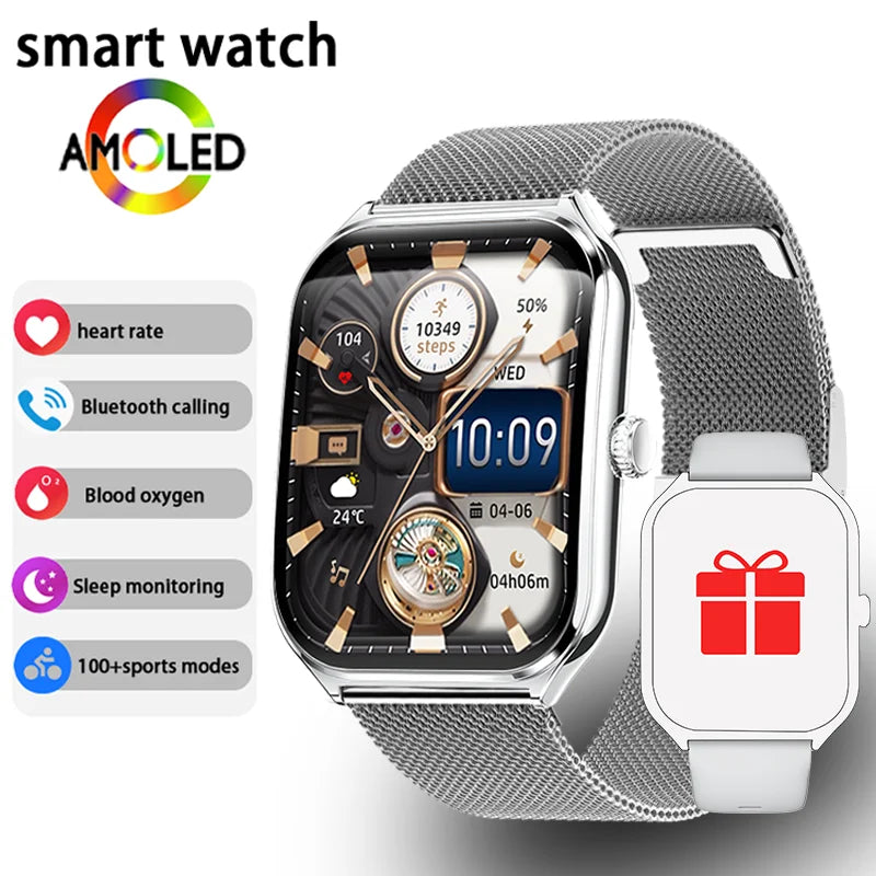 Ultra-Thin Smart Watch – AMOLED Display, Always-On Time & Bluetooth Calling