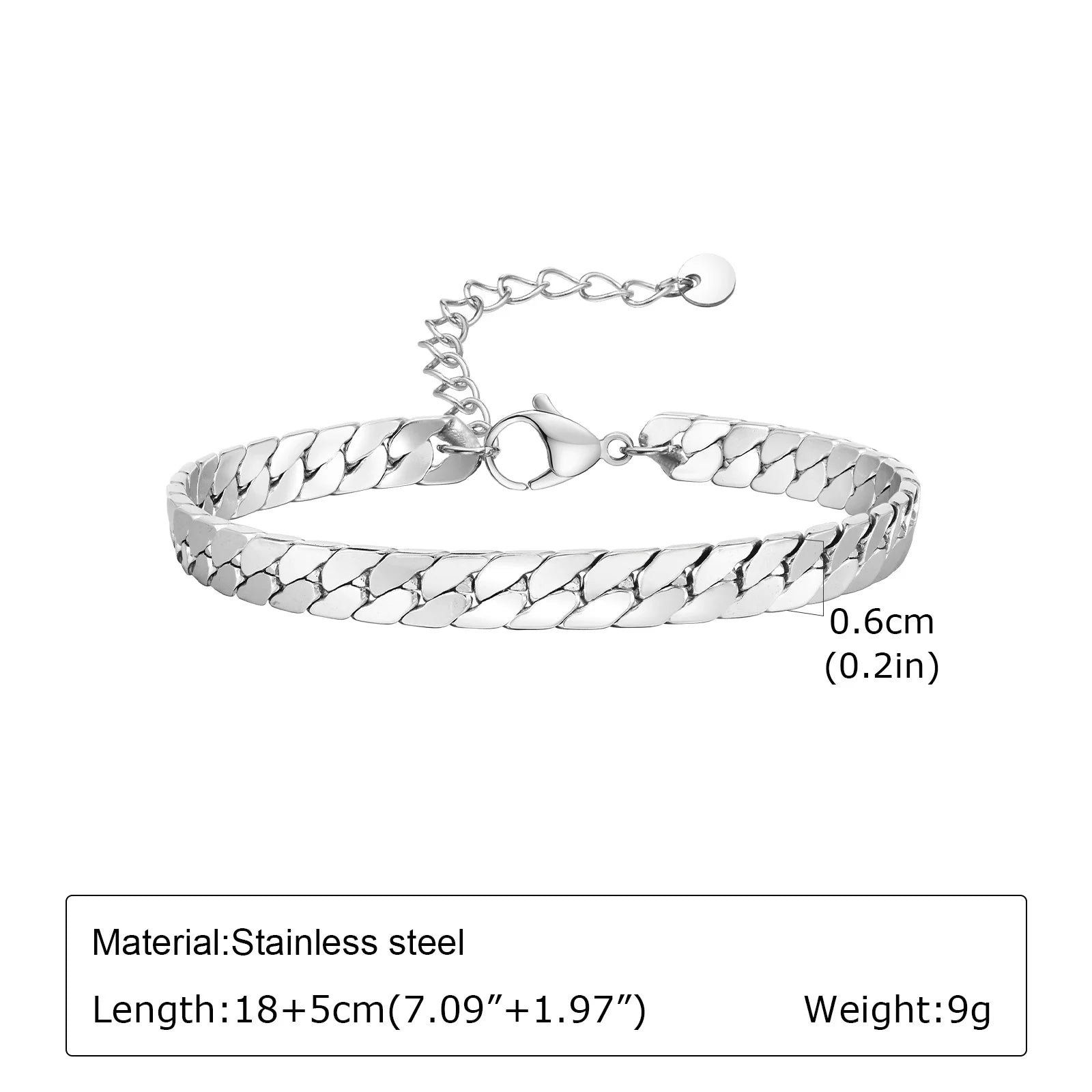 Men's Stainless Steel Chain Bracelet – Hip Hop Link Wristband