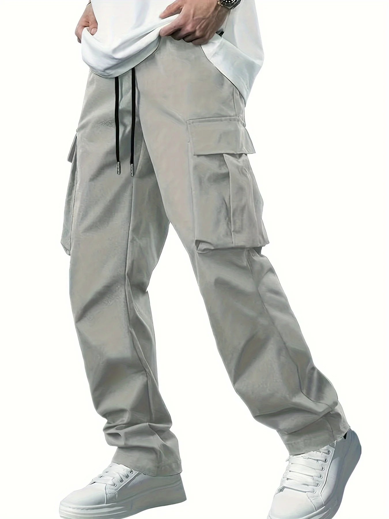 Men's Multi-Pocket Cargo Trousers – Drawstring Casual Pants