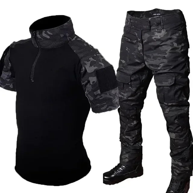 Men's Camo Tactical Training Set – Durable Combat Top & Trousers