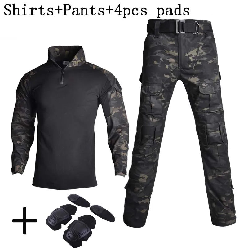 Men's Camo Tactical Training Set – Durable Combat Top & Trousers