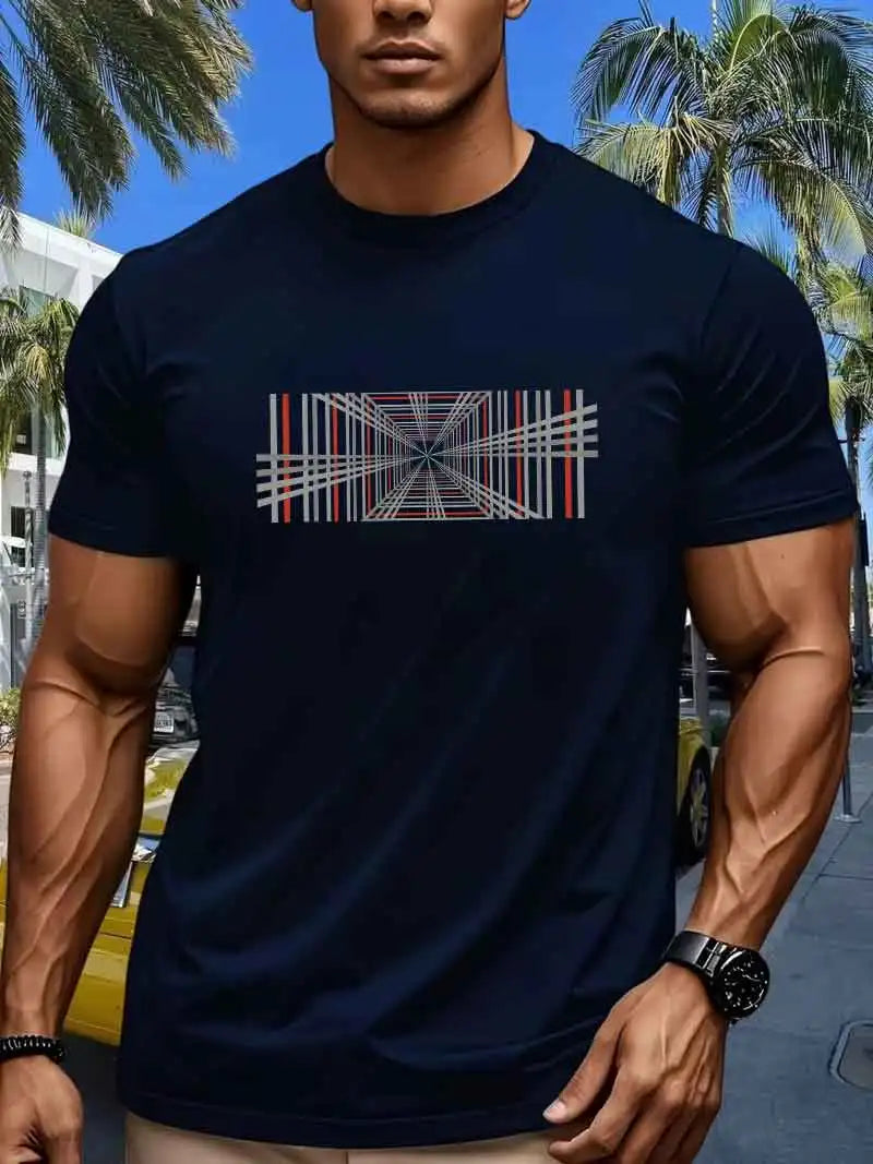Men's Compass Print T-Shirt – Retro Cotton Graphic Tee