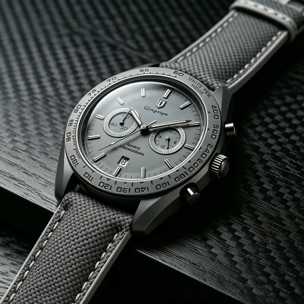 Men's Leather Strap Chronograph Watch – Waterproof Quartz Watch