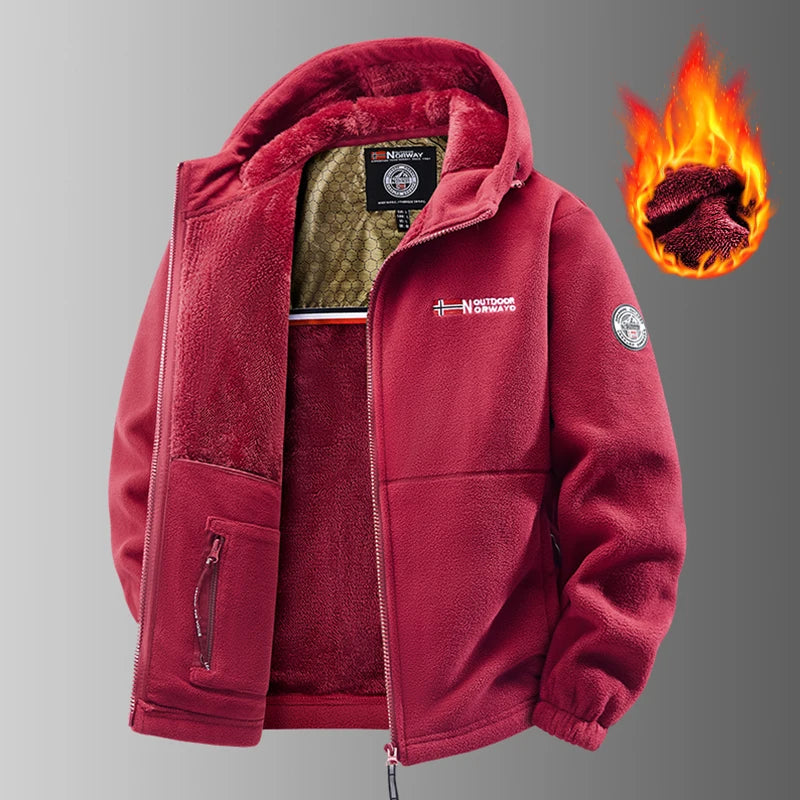 Men's Thermal Fleece Jacket – Windproof Softshell Outdoor Coat
