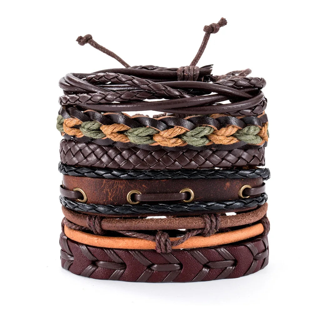 Men's Viking Skull Bracelet – Woven Leather Wristband