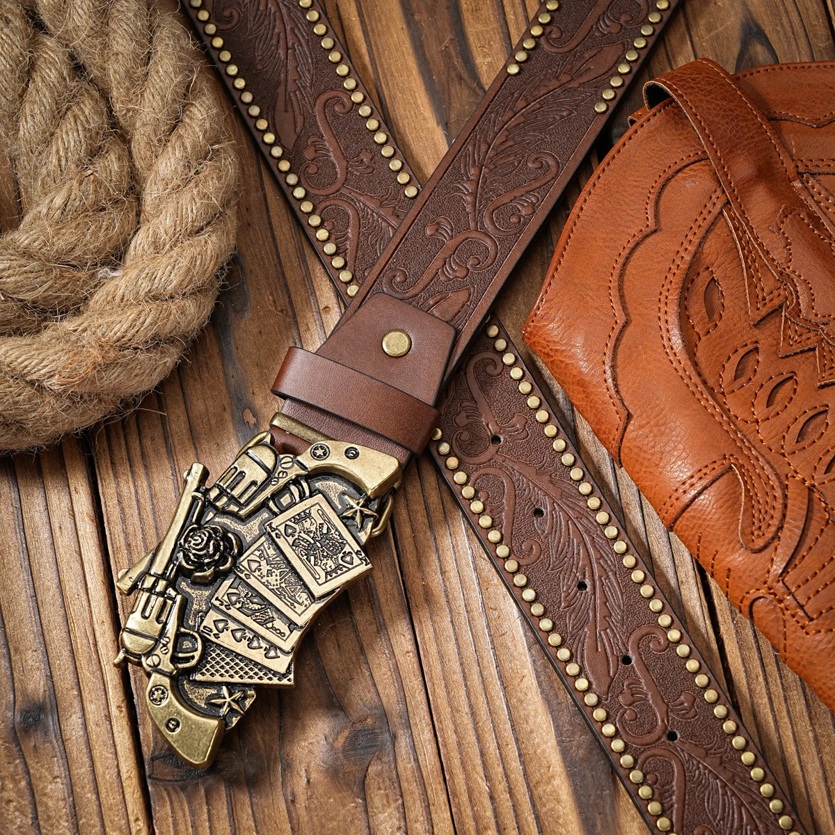 Unisex Retro Western Belt – PU Leather with Metal Buckle