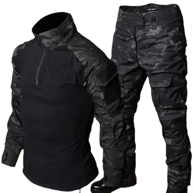 Men's Camo Tactical Training Set – Durable Combat Top & Trousers