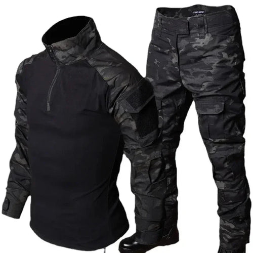 Men's Camo Tactical Training Set – Durable Combat Top & Trousers