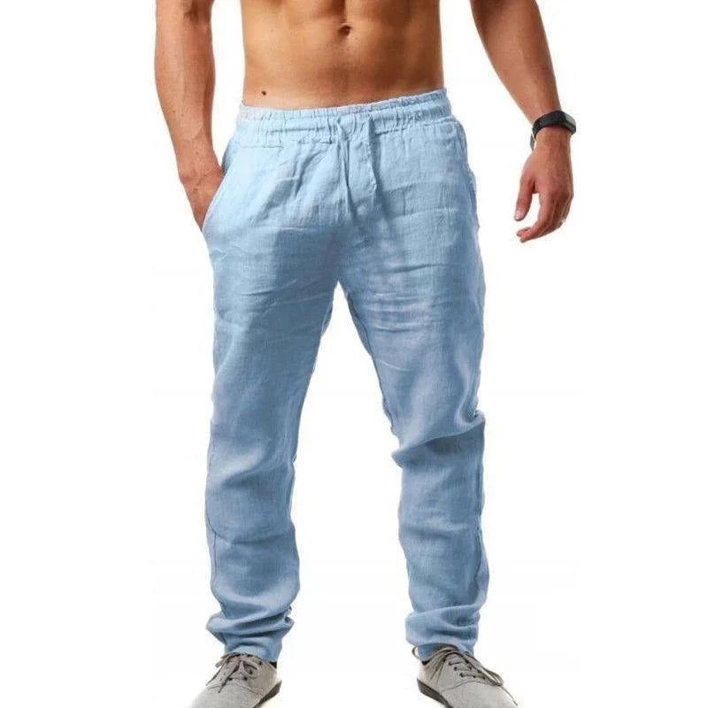 Men's Cotton Linen Trousers – Breathable Straight Leg Pants
