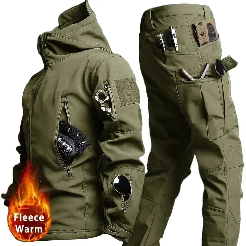 Men's Winter Tactical Jacket Set – Waterproof Hooded Combat Suit