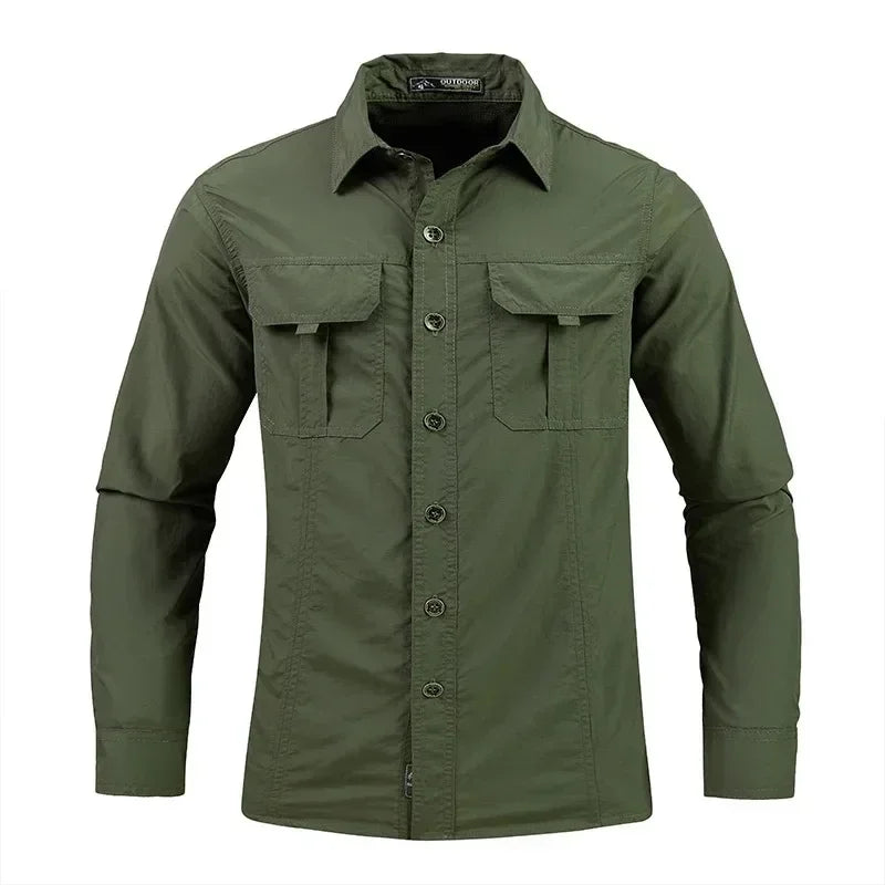 Men's Long-Sleeve Tactical Shirt – Breathable Sun Protection Top