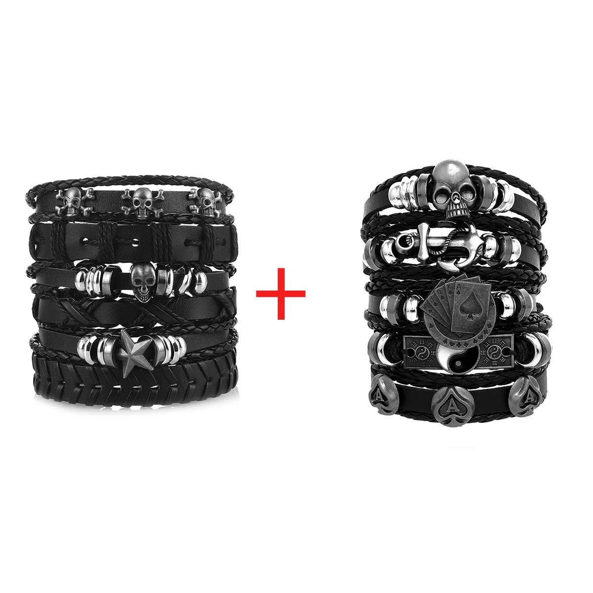 Men's Viking Skull Bracelet – Woven Leather Wristband