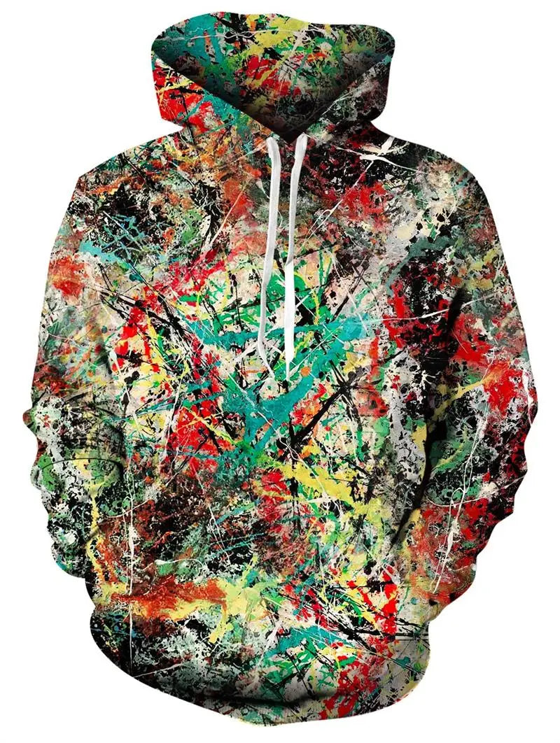 Unisex Novelty Print Hoodie – 3D Pattern Pullover Sweatshirt